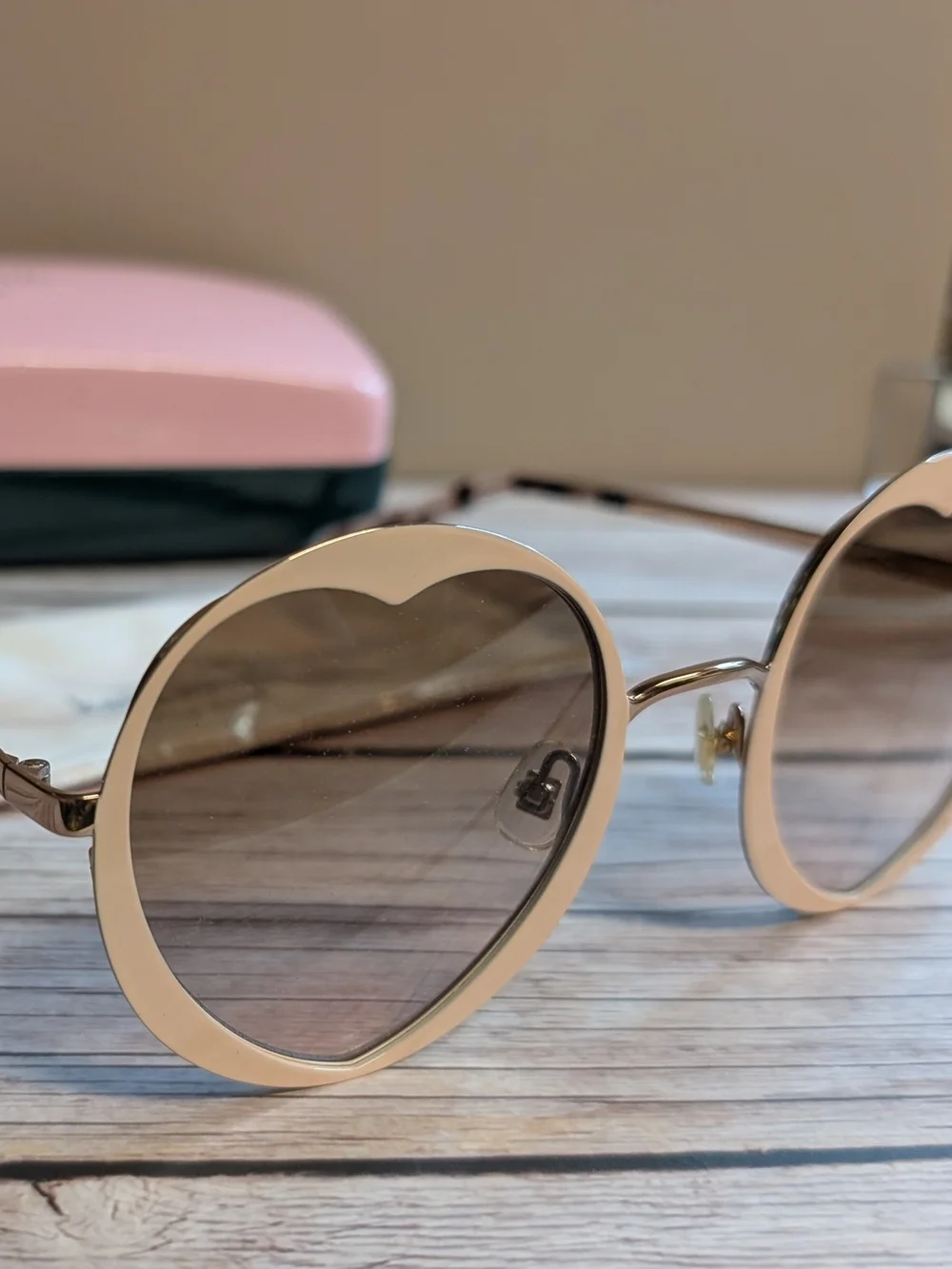 Kate Spade Rosaria Pink Heart Cutout Round Sunglasses 53mm